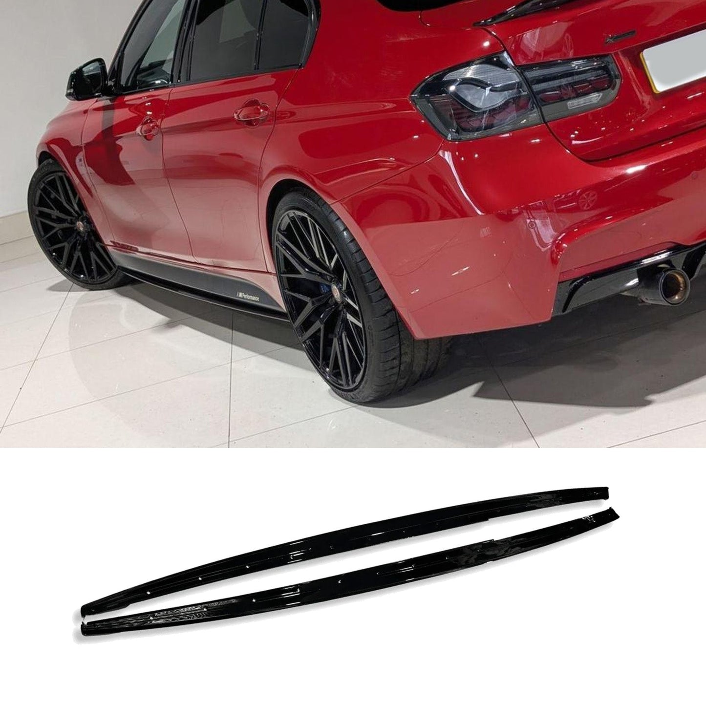BMW 3 Series F30 F35 M Sport Side Skirt Splitters - Gloss Black - TMC Motorsport