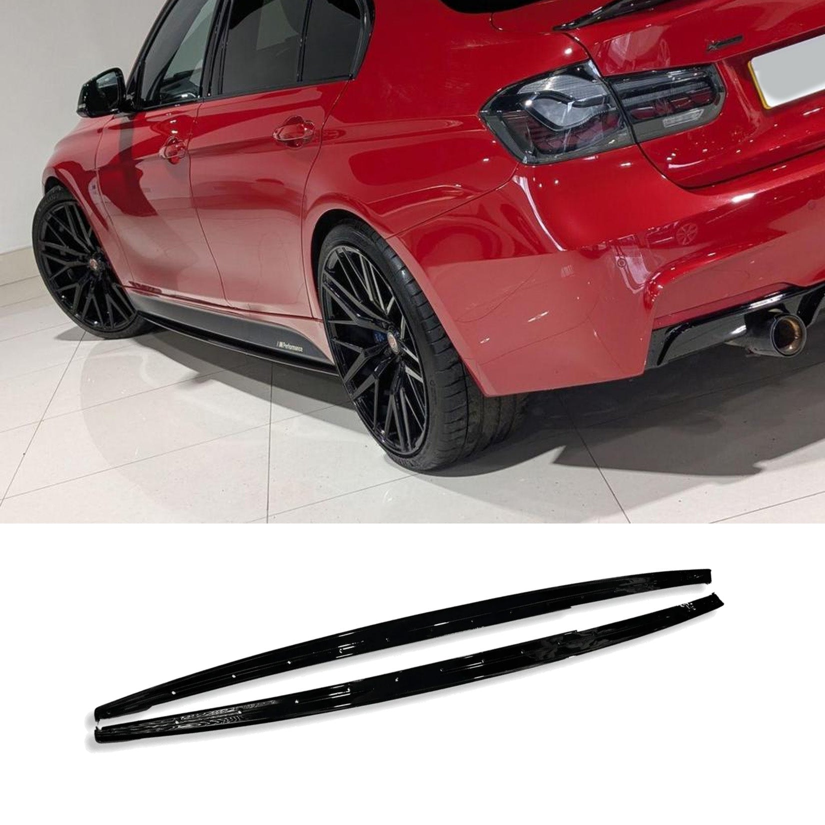 BMW 3 Series F30 F35 M Sport Side Skirt Splitters - Gloss Black - TMC Motorsport