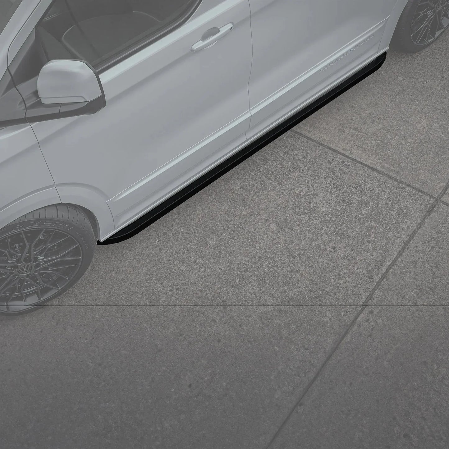 Volkswagen Transporter SWB T7 2025 on Trapezoid Side Bars In Gloss Black - TMC Motorsport