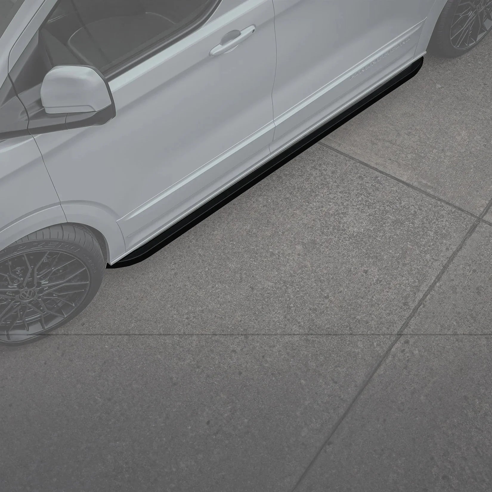 Volkswagen Transporter SWB T7 2025 on Trapezoid Side Bars In Gloss Black - TMC Motorsport