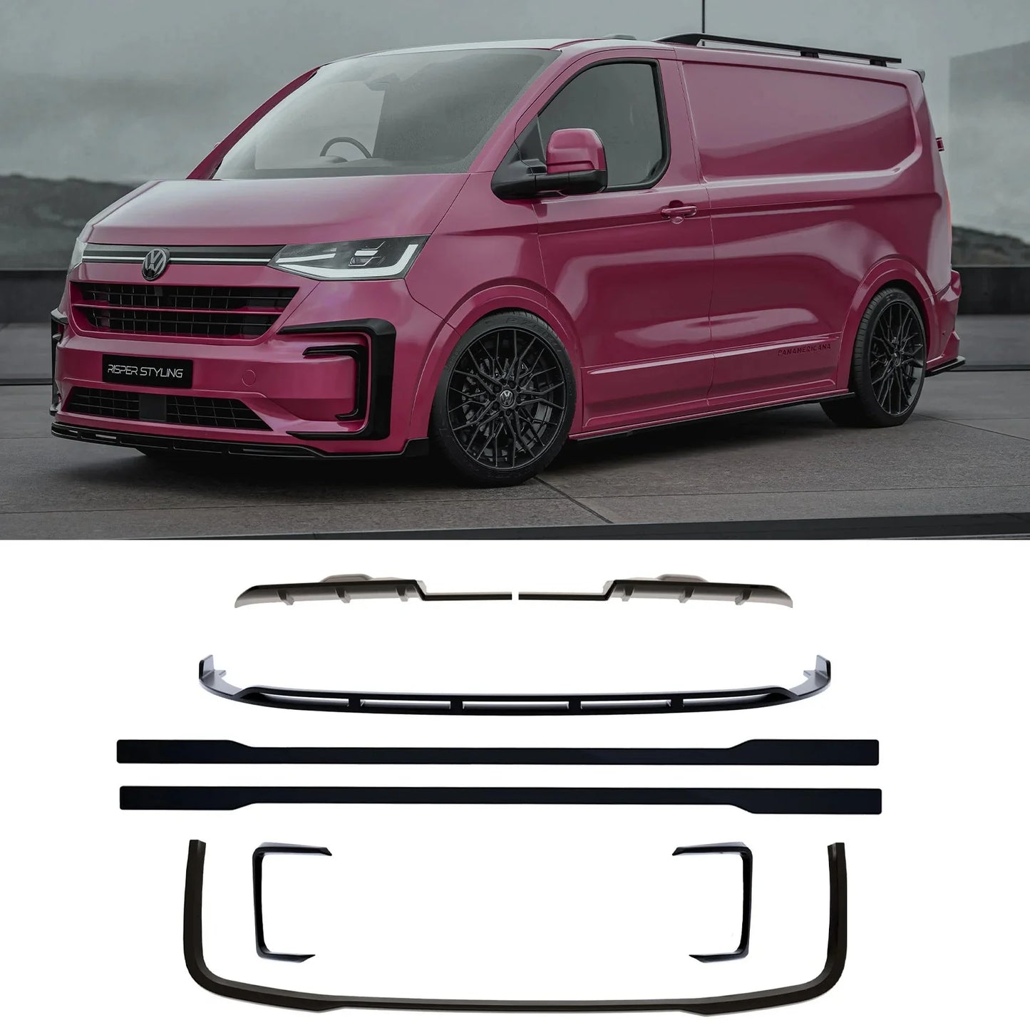 Volkswagen Transporter T7 LWB 2025 on V1 Premium Aero Kit In Gloss Black - TMC Motorsport