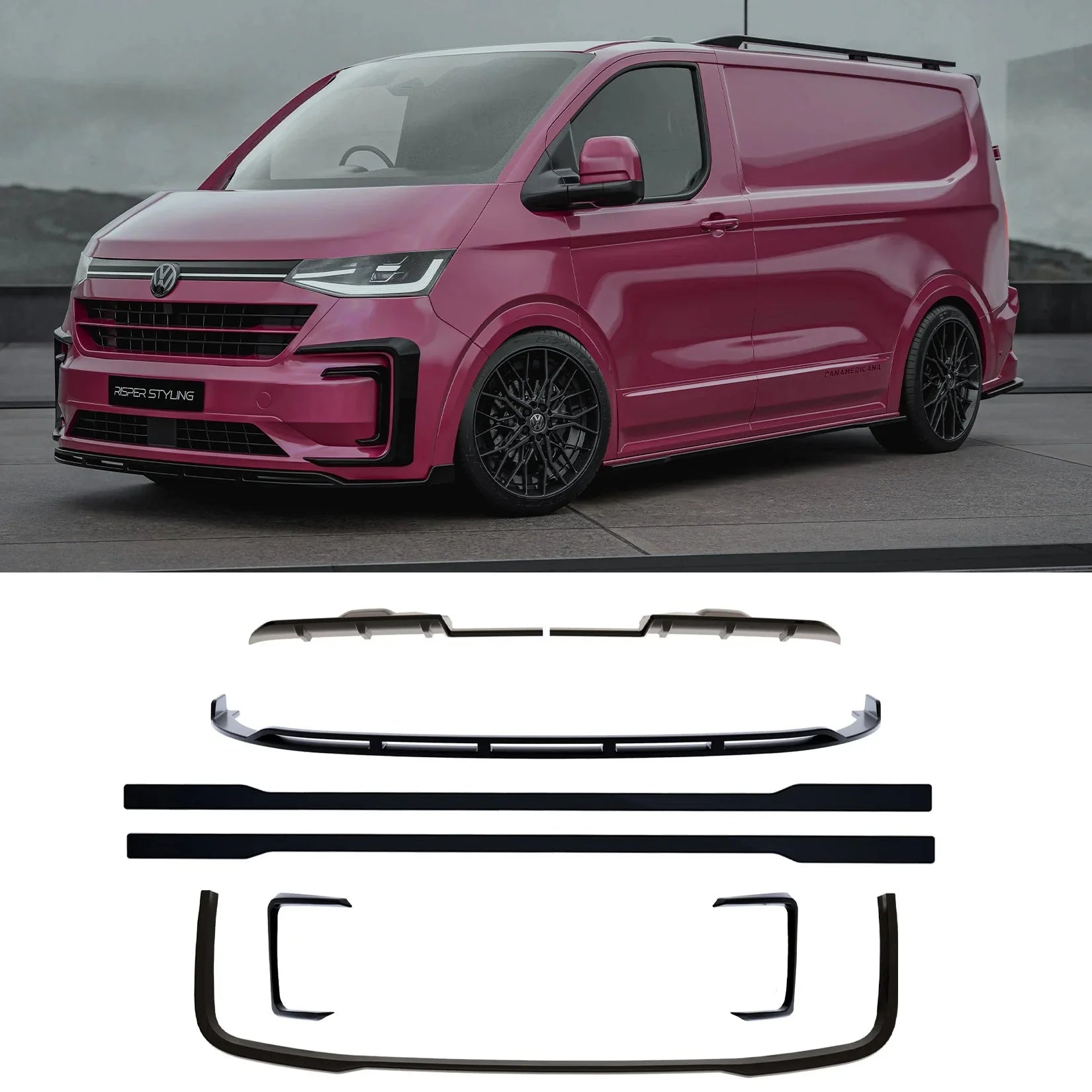 Volkswagen Transporter T7 LWB 2025 on V1 Premium Aero Kit In Gloss Black - TMC Motorsport