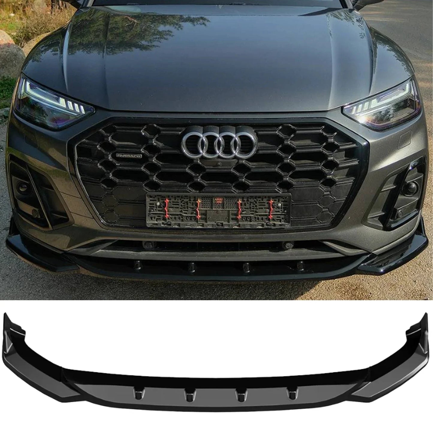 Audi SQ5 / Q5 S-Line Mk2 Facelift 2020-2024 Front Splitter In Gloss Black - TMC Motorsport