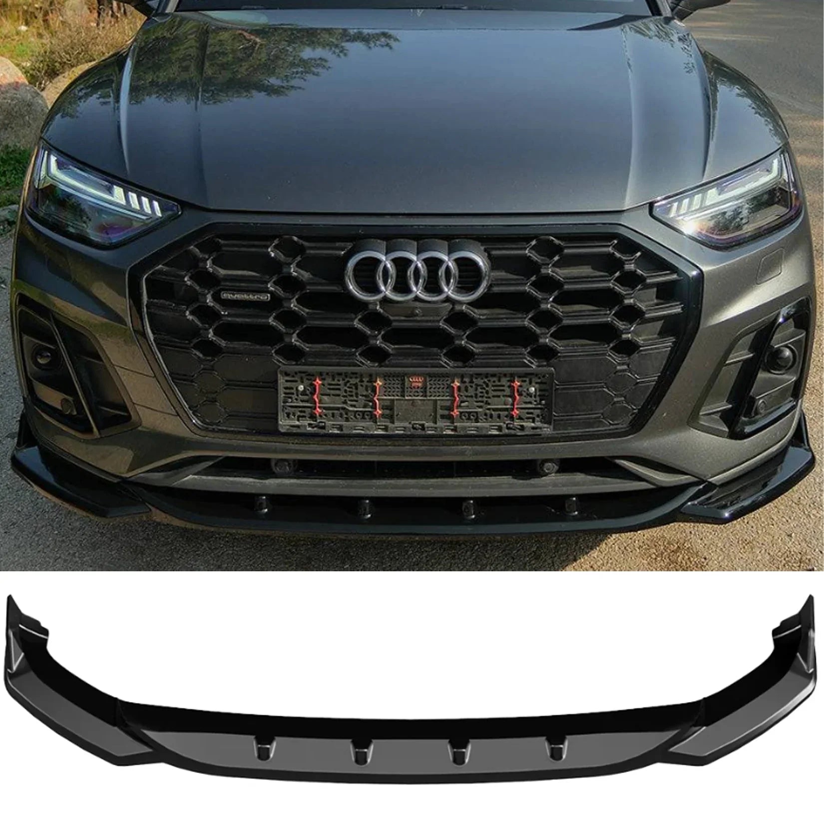 Audi SQ5 / Q5 S-Line Mk2 Facelift 2020-2024 Front Splitter In Gloss Black - TMC Motorsport