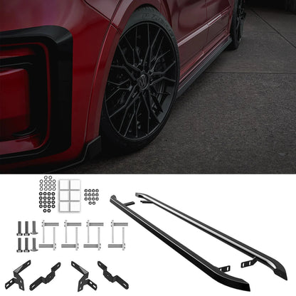 Volkswagen Transporter LWB T7 2025 on Trapezoid Side Bars In Gloss Black - TMC Motorsport