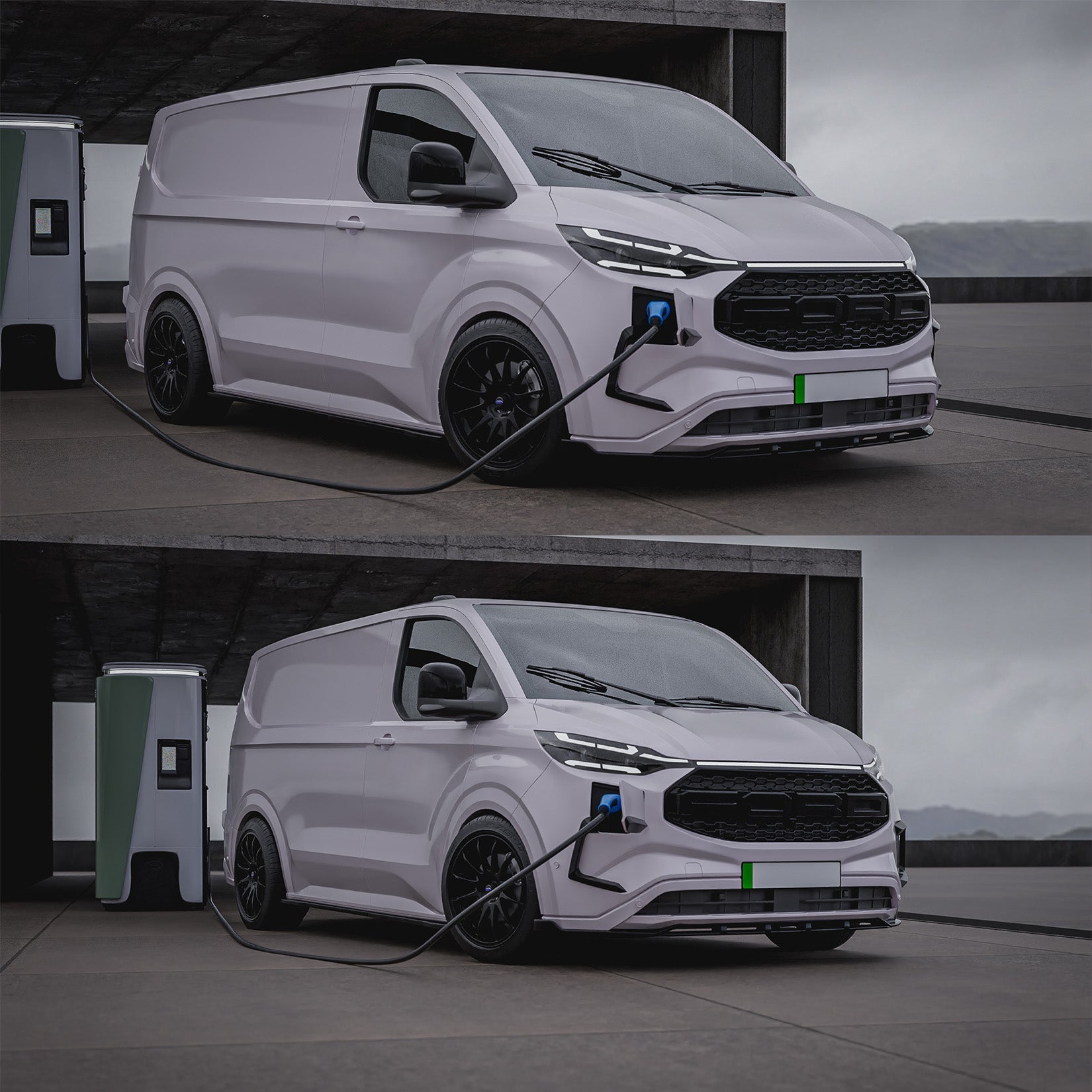Ford Transit E Custom & PHEV MK2 2024 on Front Aero Canard Loops In Gloss Black - TMC Motorsport