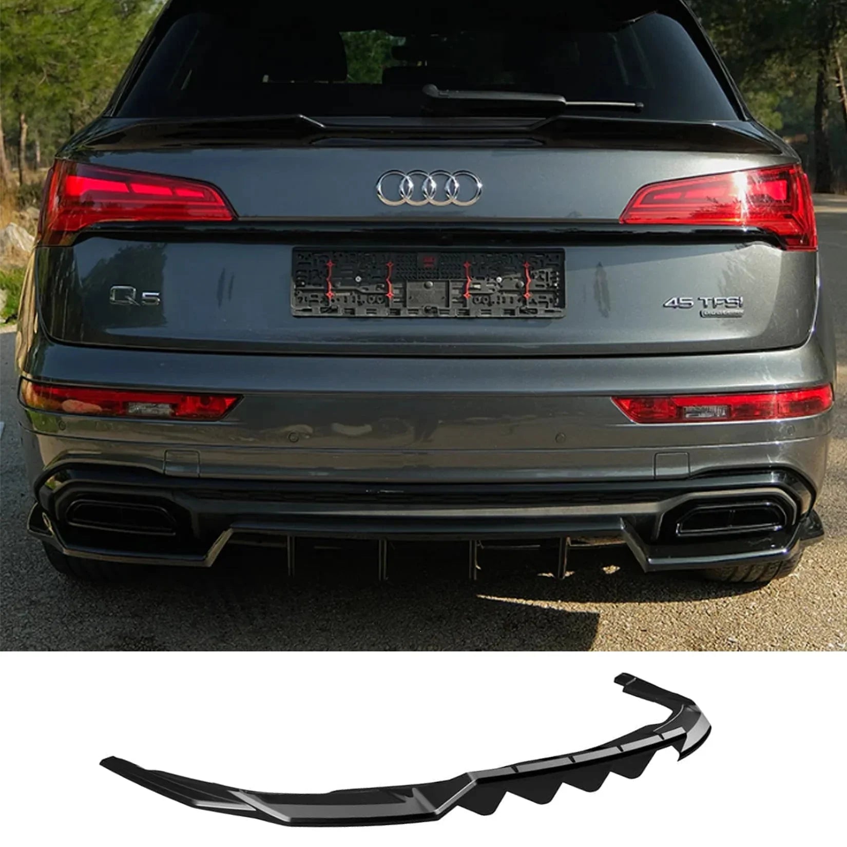 Audi Q5 S-Line Mk2 Facelift 2020-2024 Rear Centre Splitters In Gloss Black (2 Pcs) - TMC Motorsport
