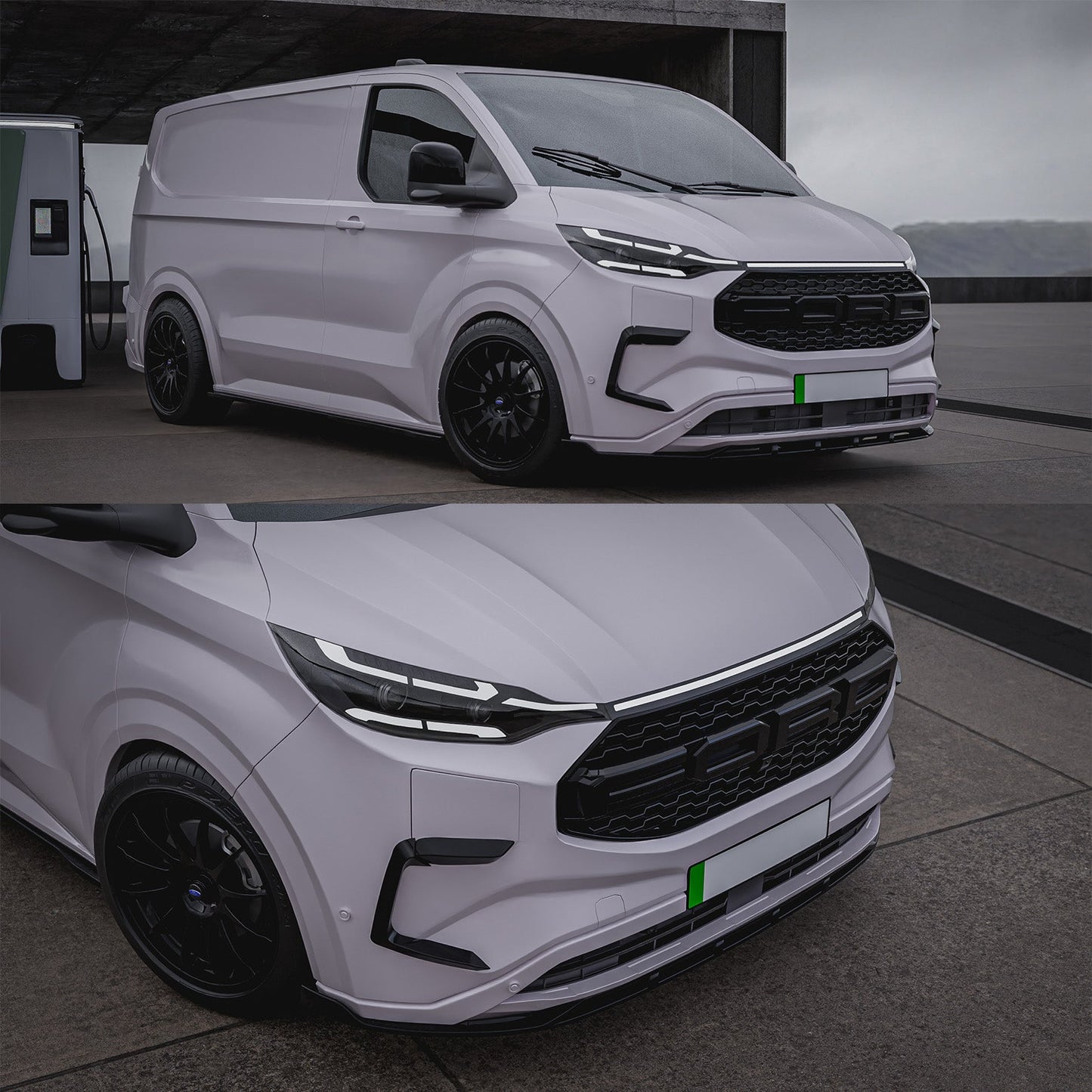 Ford Transit E Custom & PHEV MK2 2024 on Front Aero Canard Loops In Gloss Black - TMC Motorsport