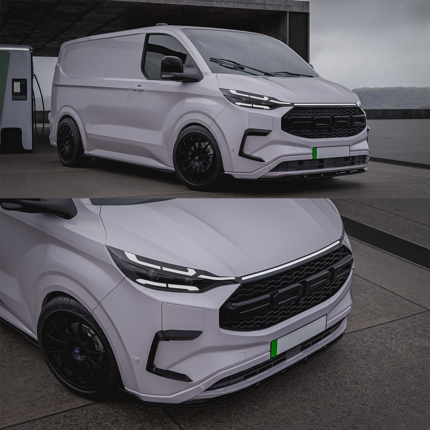 Ford Transit E Custom & PHEV MK2 2024 on Front Aero Canard Loops In Gloss Black - TMC Motorsport
