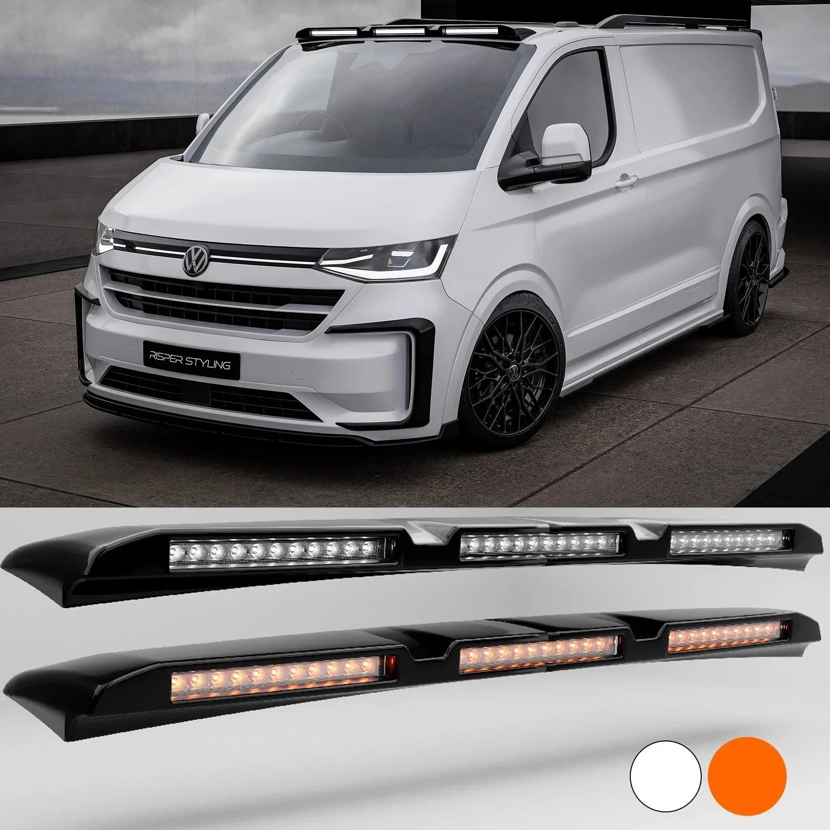 Volkswagen Transporter T7 2025 on Luminex Roof Light Pod With Amber Strobe Gloss Black - TMC Motorsport