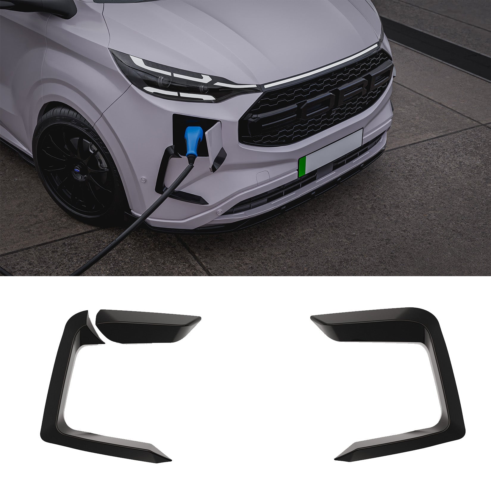 Ford Transit E Custom & PHEV MK2 2024 on Front Aero Canard Loops In Gloss Black - TMC Motorsport