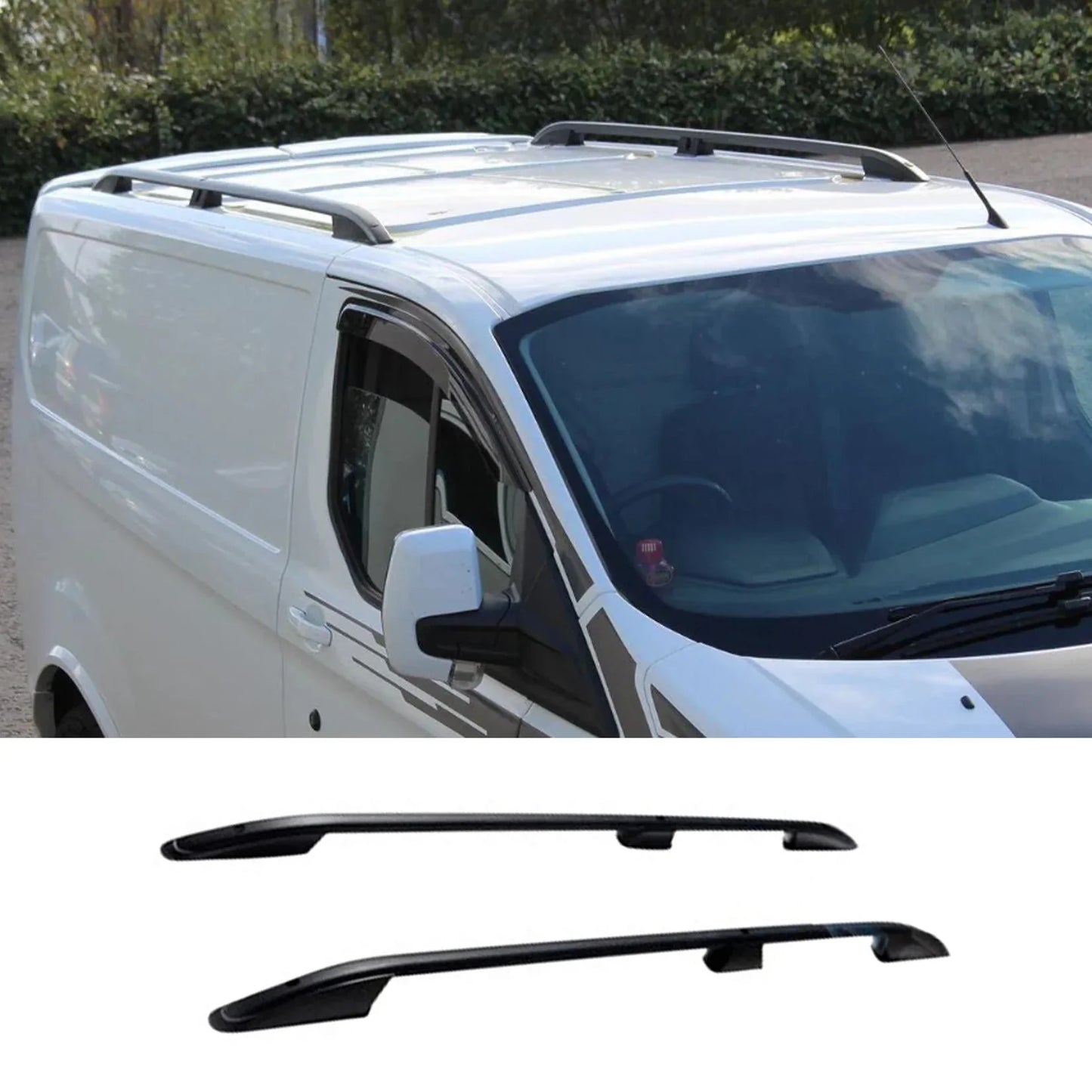 Ford Transit Custom 2013 - 2024 - Lwb Aluminium Roof Bars - Black - TMC Motorsport