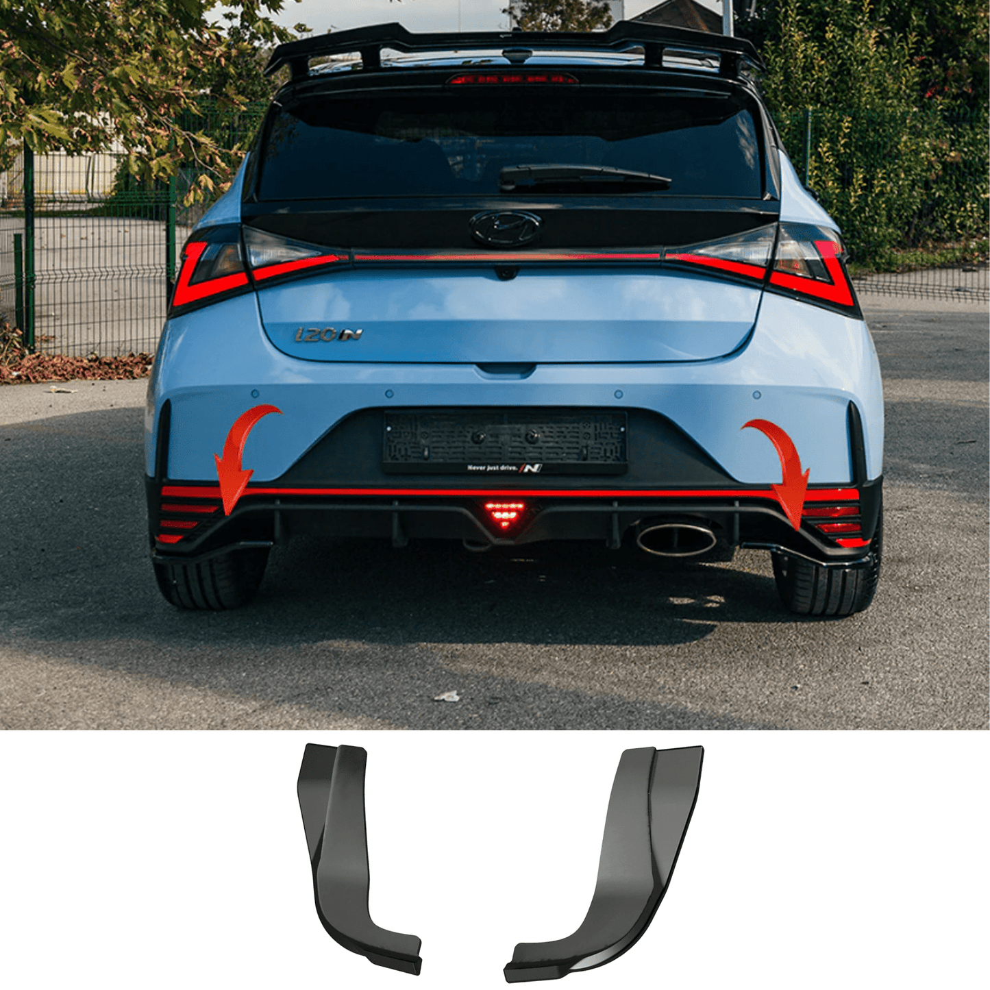 Hyundai I20 N Mk3 2020+ Rear Side Splitters In Gloss Black (2 Pcs) - TMC Motorsport