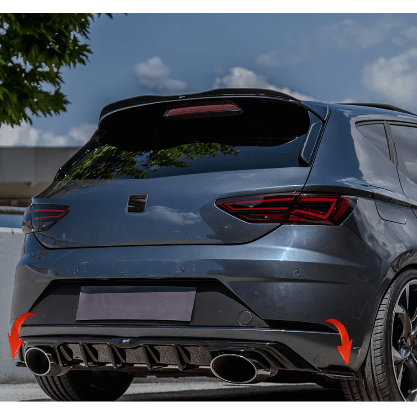 Seat Leon Mk3 Fr / Cupra 2012-2016 Risper Bumper Corner Splitters In Gloss Black - TMC Motorsport