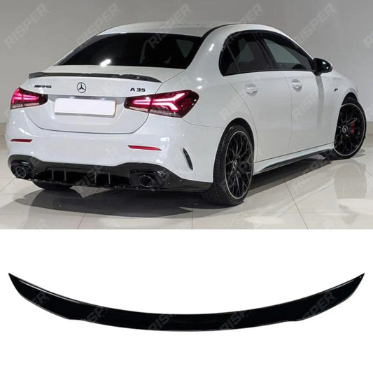 REAR BOOT SPOILER IN GLOSS BLACK For MERCEDES A CLASS SALOON (V177) 2018+ - 'A35 A45 AMG STYLE'