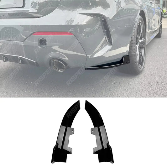 REAR BUMPER CORNER SPLITTERS IN GLOSS BLACK For BMW 4 SERIES G22 G23 M SPORT 2020+