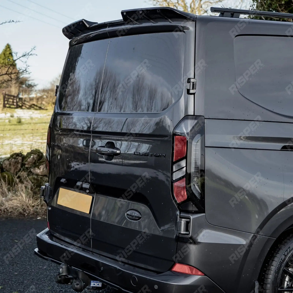 Rear Bumper Splitter In Gloss Black 3 Piece For Ford Transit Custom MK2 2024 On