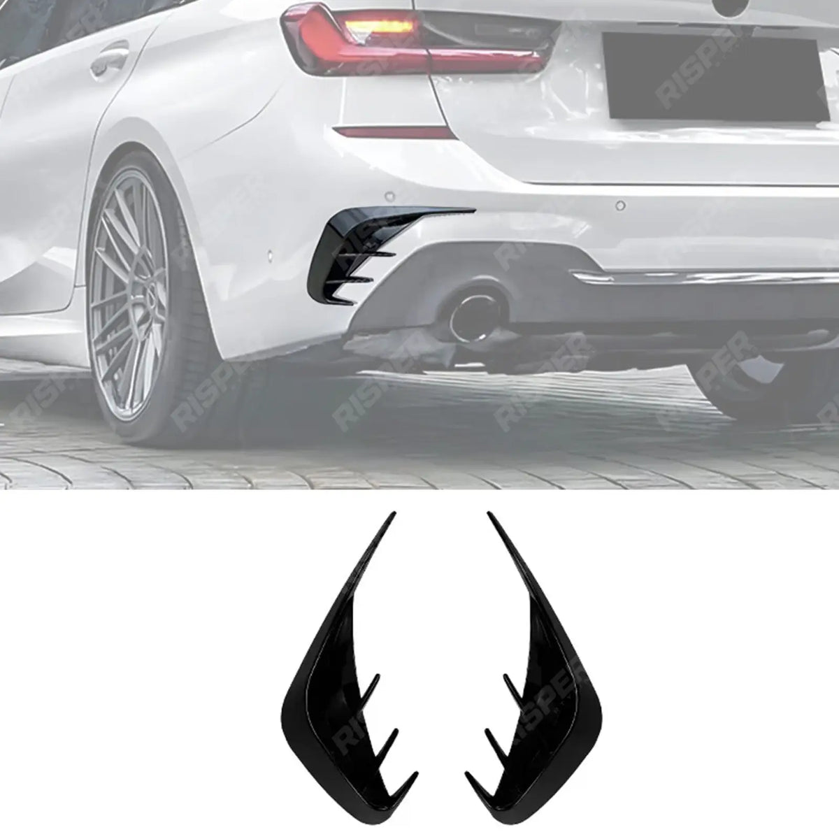 REAR BUMPER SPORT VENTS IN GLOSS BLACK For BMW 3 SERIES TOURING G21 2019-2022