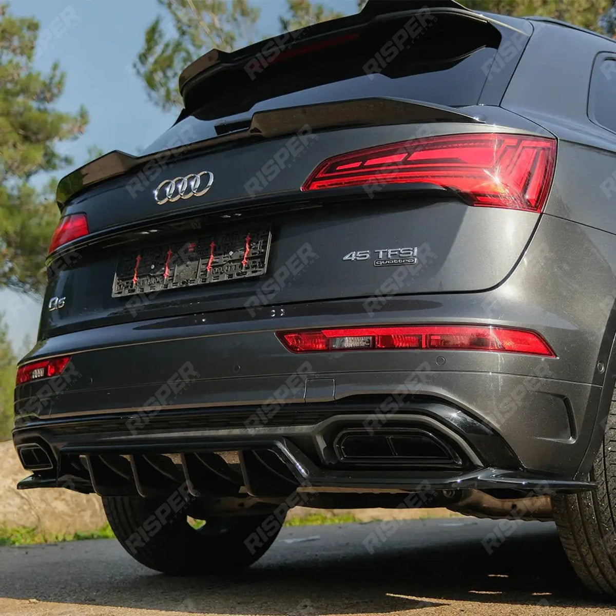 Rear Centre Splitters In Gloss Black (2 Pcs) For Audi Q5 S-Line Mk2 Facelift 2020-2024
