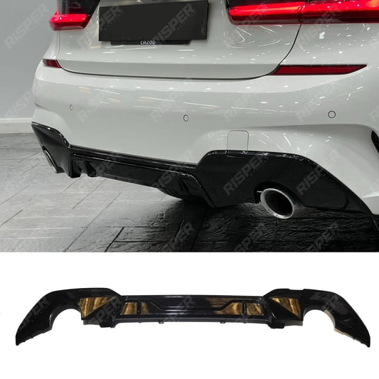 Rear Diffuser Dual Exit Gloss Black For BMW G20 G21 2018-2021 - M Sport