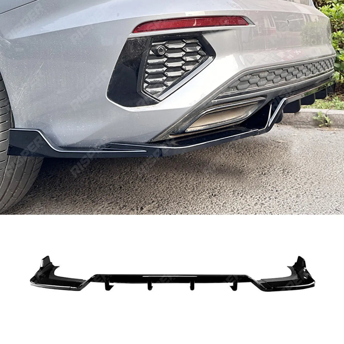 Rear Diffuser in Gloss Black For Audi A3 8y 2020 on Saloon