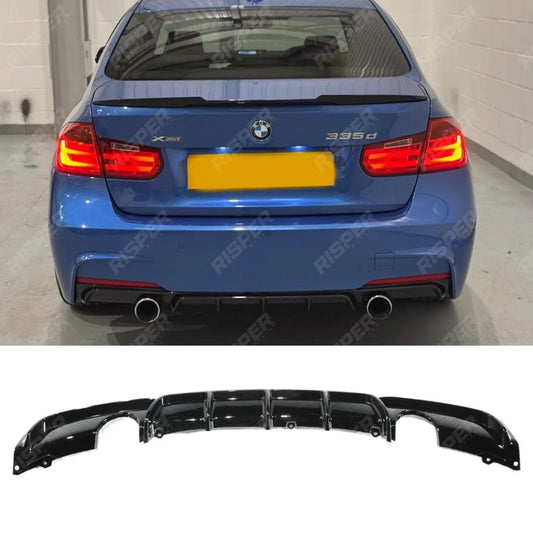 Rear Diffuser In Gloss Black For Bmw F30 F35 M Sport Single Tip Twin Exit
