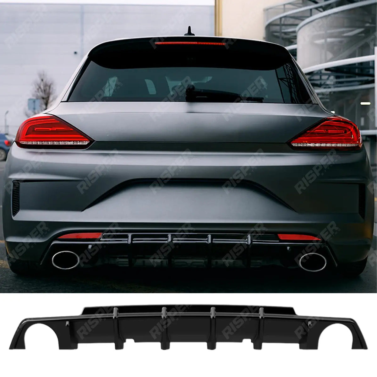 Rear Diffuser in Gloss Black For Volkswagen Scirocco R 2014-2017