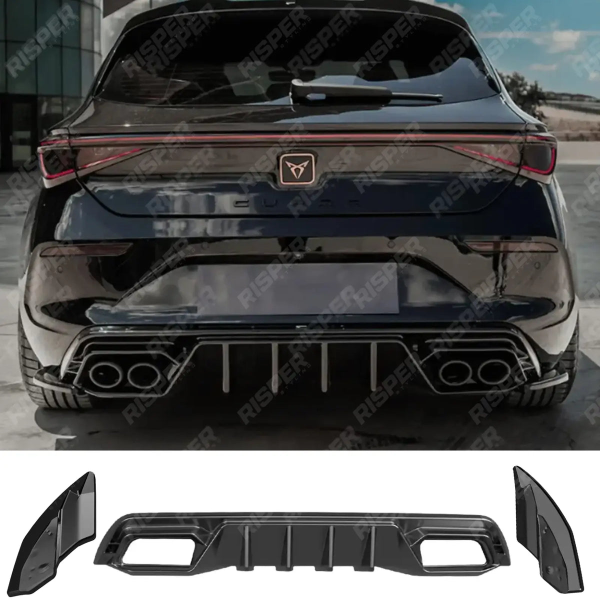 Rear Diffuser & Side Splitters In Gloss Black Cupra Leon 2020-2024