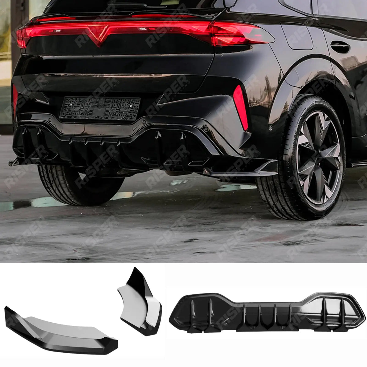 Rear Diffuser & Rear Side Splitters In Gloss Black Cupra Terramar MK1 2025 On