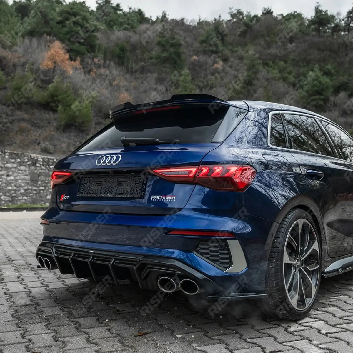 Rear Diffuser Valance In Gloss Black For A3 S LINE 8Y 2020 2024 Audi S3 8Y 2020-2024
