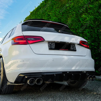 Rear Diffuser With End Splitters in Gloss Black For Audi A3 8v Sportback  2013-2016