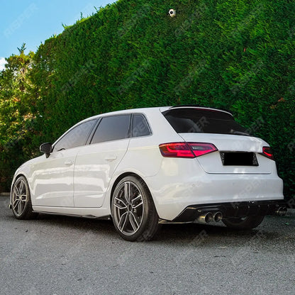 Rear Diffuser With End Splitters in Gloss Black For Audi A3 8v Sportback  2013-2016