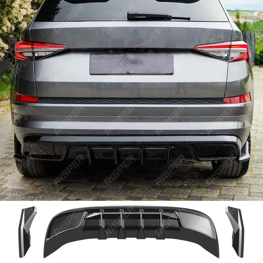 Rear Diffuser With Rear Side Splitters For Skoda Kodiaq Sportline Mk1 Facelift 2021-2023