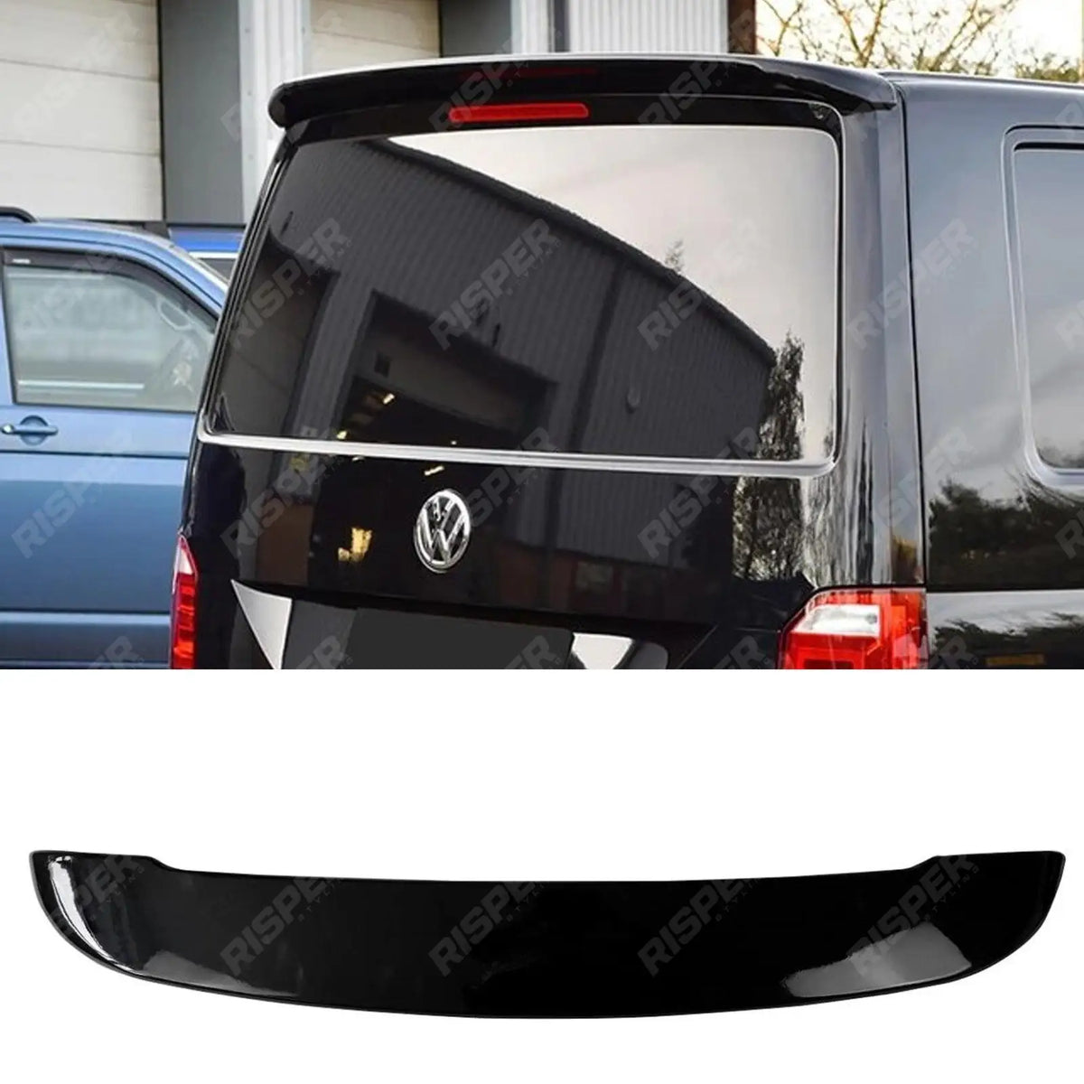 Rear Spoiler In Gloss Black For Volkswagen Transporter 2016-2024 Tailgate T6, T6.1