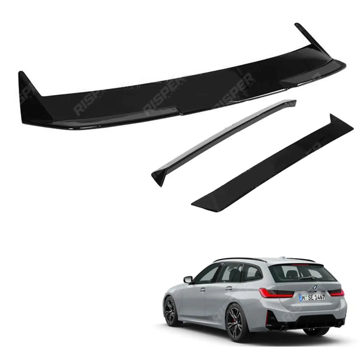 Rear Spoiler Side Wings In Gloss Black For BMW 3 Series Touring G21 2018+