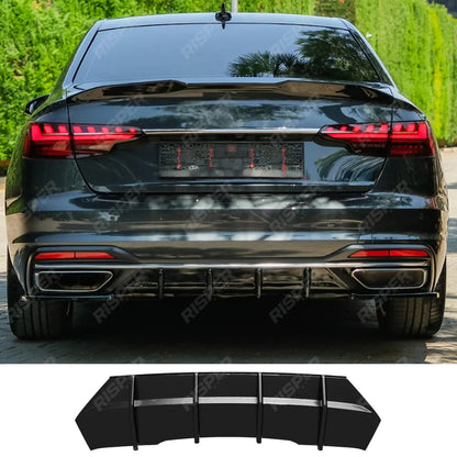 REAR VALANCE IN GLOSS BLACK For AUDI A4 B9 FACELIFT 2019-2024