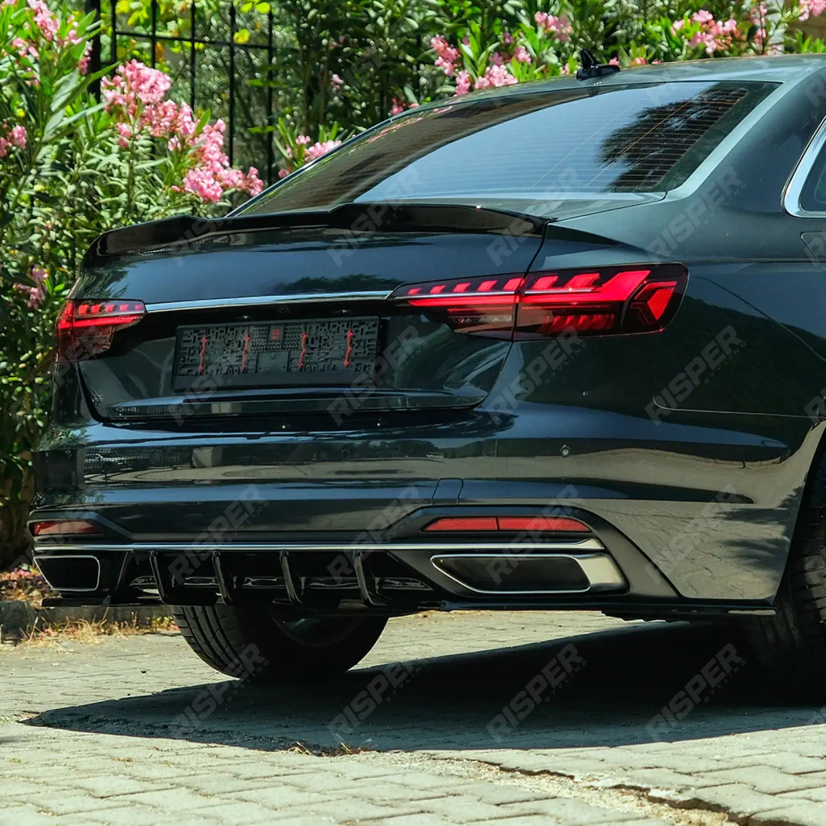REAR VALANCE IN GLOSS BLACK For AUDI A4 B9 FACELIFT 2019-2024
