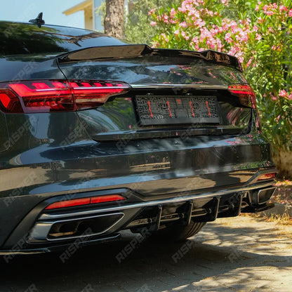 REAR VALANCE IN GLOSS BLACK For AUDI A4 B9 FACELIFT 2019-2024