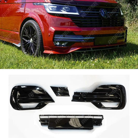 Replacement Lower Front Grill Kit In Gloss Black For VW Transporter T6.1 2019 - 2024
