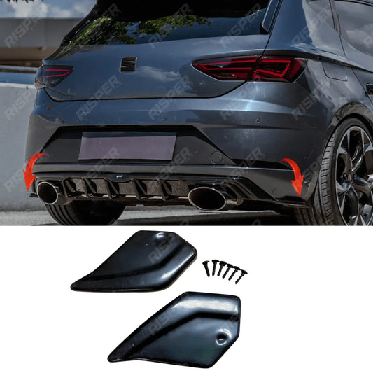 Risper Bumper Corner Splitters In Gloss Black For Seat Leon Mk3 Fr / Cupra 2012-2016