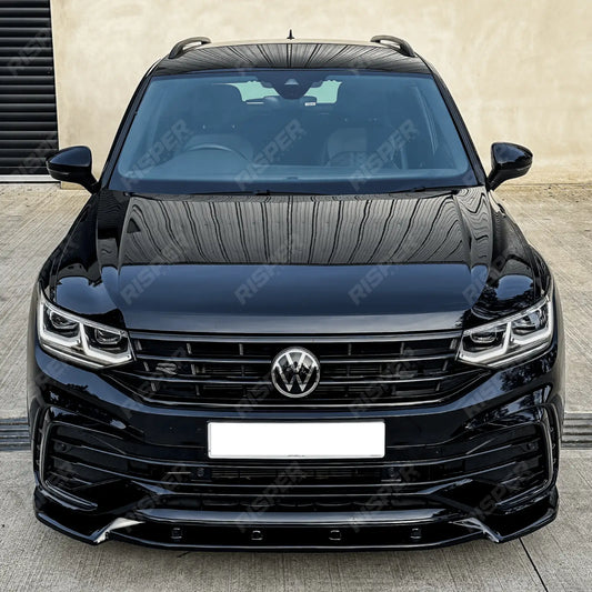 Risper Front Splitter Gloss Black For Volkswagen Tiguan MK2 R / R-Line 2020+