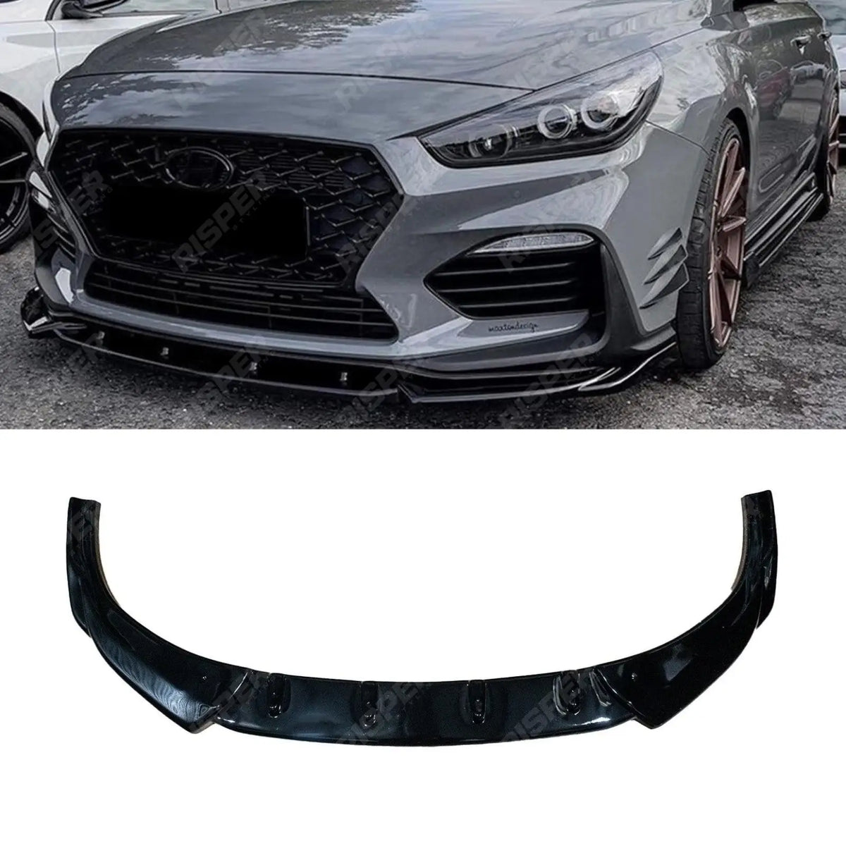 RISPER Front Splitter In Gloss Black For Hyundai i30 N MK3 Hatchback/Fastback 2017-2020
