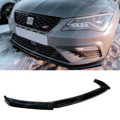 Risper Front Splitter In Gloss Black For Seat Leon Fr Mk3 / Cupra Mk3 2017-2019