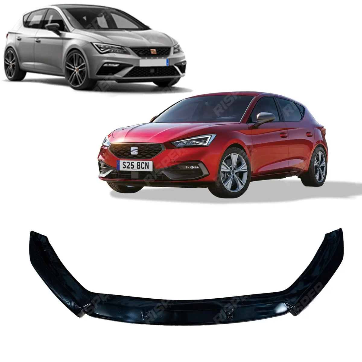 Risper Front Splitter In Gloss Black For Seat Leon Fr Mk3 / Cupra Mk3 2017-2019