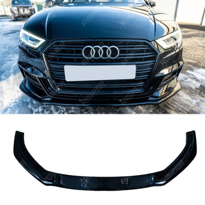 Risper Front Splitter Lip In Gloss Black For Audi A3 S-Line/S3 8V Facelift 2016-2020