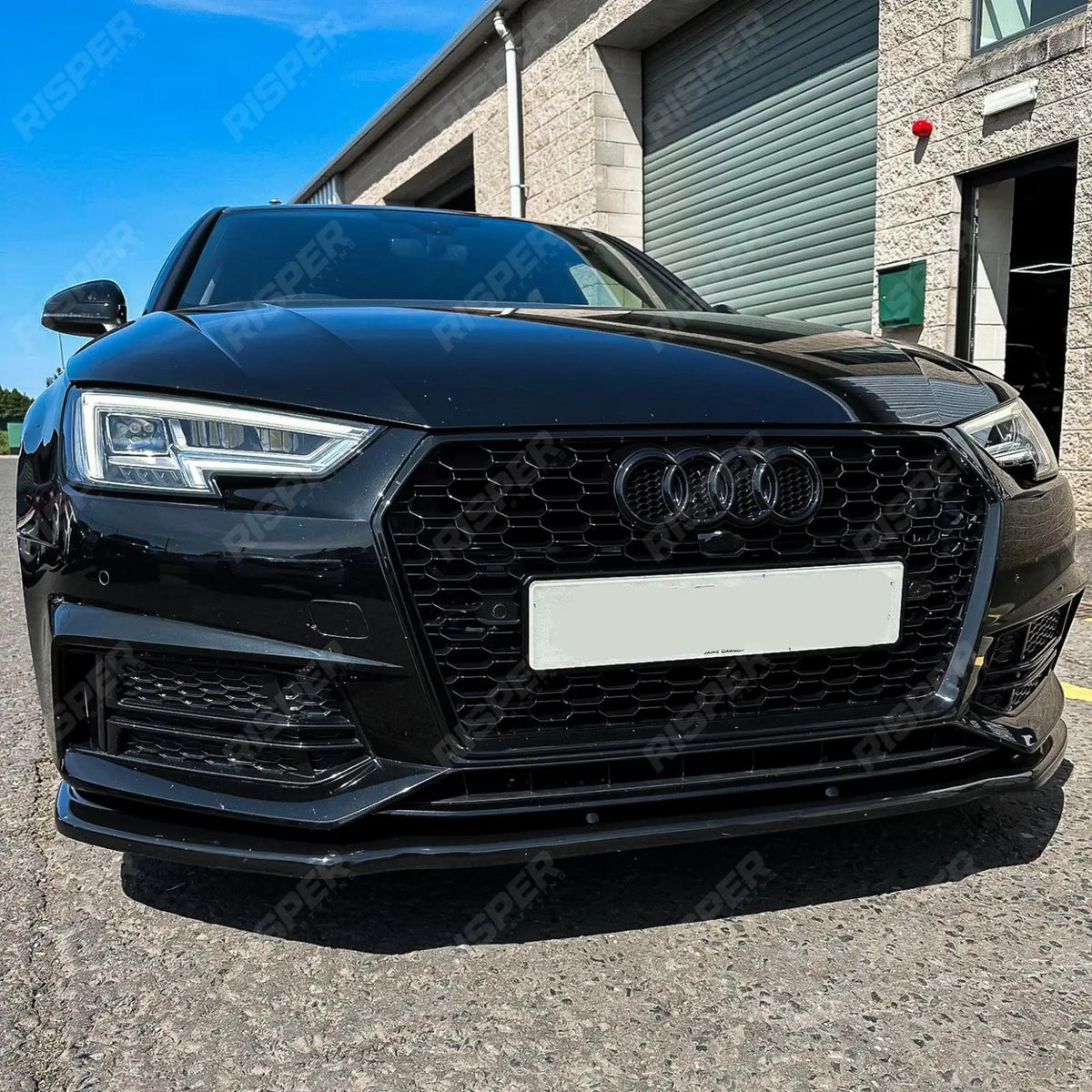 Risper Front Splitter Lip In Gloss Black For Audi A4 B9 S-Line/S4 2015-2019