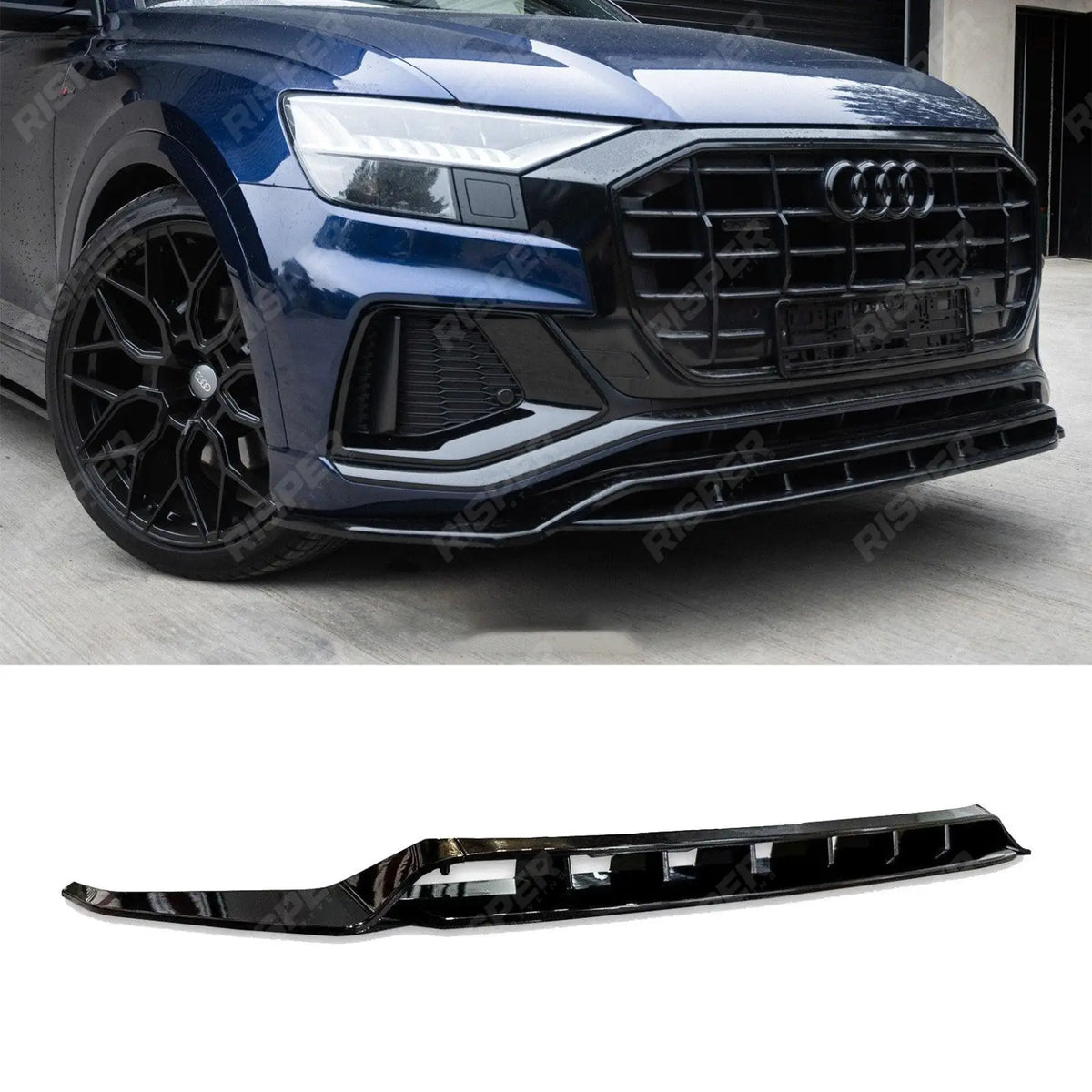 Risper Front Splitter Lip In Gloss Black For Audi Q8 S Line 2018-2023