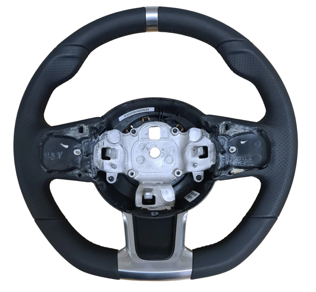 Genuine Abarth Steering Wheel – Leather with Brushed Alloy Inserts – 500 Abarth 595 (Paddle Shift)