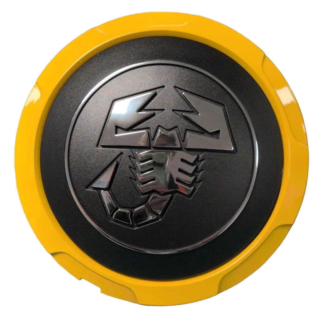 Genuine Abarth Alloy Wheel Centre Cap – Bordo Yellow – 500 / Punto Evo Abarth