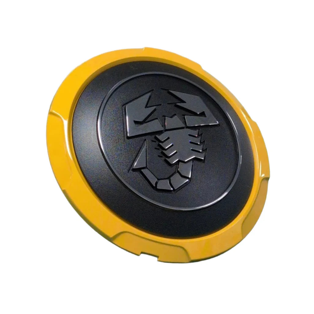 Genuine Abarth Alloy Wheel Centre Cap – Mustard Yellow – 500 / 595 / 695 / Punto Evo
